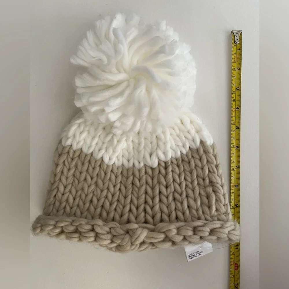 Free People | NWOT Cozy Up Color-block Pom Knit Beanie